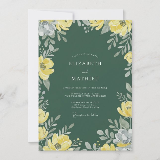 Invitation Mariage Poppy Vert Chasseur (Devant)