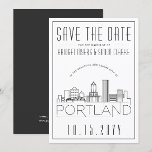Invitation Mariage Portland   Skyline stylisée Enregistrer la