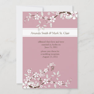 Invitation Mariage postal des fleurs de cerisiers roses et bl