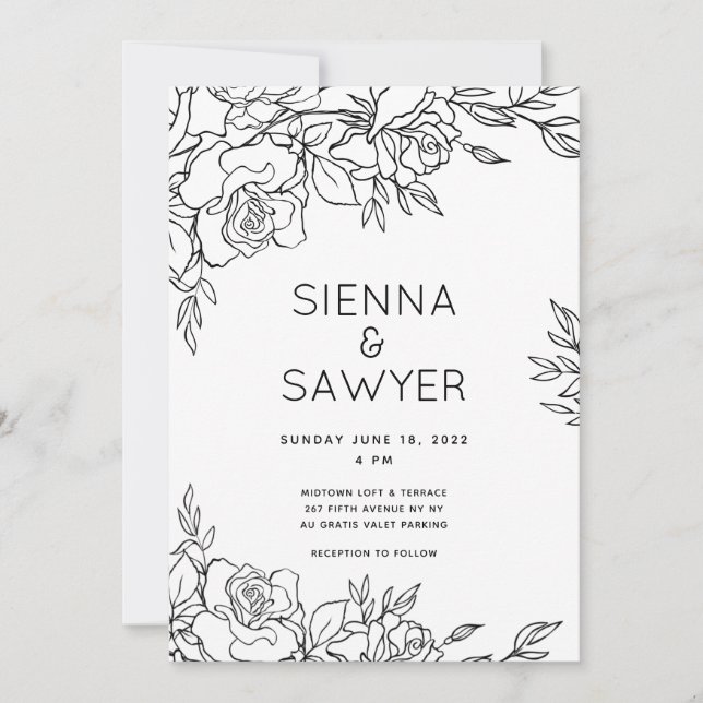 Invitation Mariage Posy de Roses (Devant)