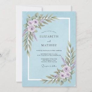 Invitation Mariage Poudre d'Améthyste Feuillu