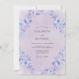 Invitation Mariage Poudré Lilas Pervenche Peint