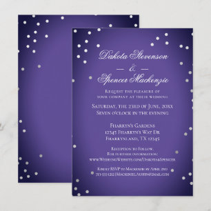 Invitation Mariage pourpre Chic Ultra Violet Argent Confett