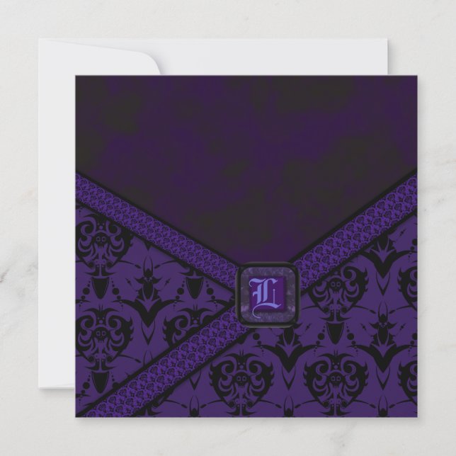 Invitation Mariage pourpre et noir de dentelle de Goth (Devant)