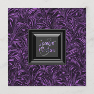Invitation Mariage pourpre et noir élégant
