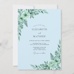 Invitation Mariage Powder Aqua Eucalyptus