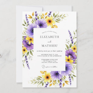 Invitation Mariage Prairie Ensoleillée Violette