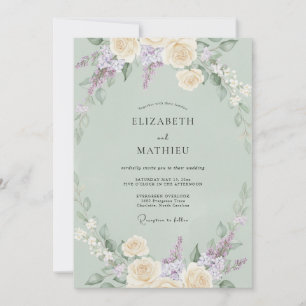 Invitation Mariage Prairie Luxuriante Vert Sauge