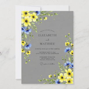 Invitation Mariage Prairie Vibrante Gris Jaune