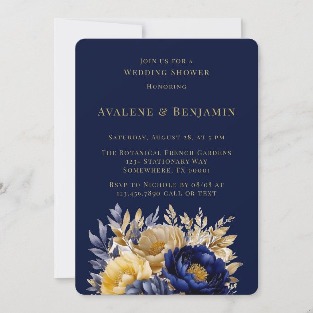 Invitation Mariage Prénuptial au Peinture à l'Eau de Pivoine  (Devant)