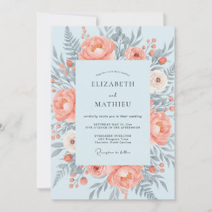 Invitation Mariage Printanier Aérien aux Pêches