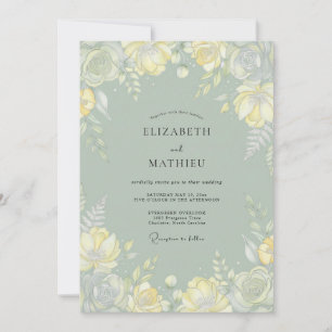 Invitation Mariage printanier aérien vert sauge