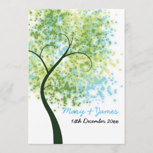Invitation Mariage printanier arbre tourbillonnant "Sauvez la