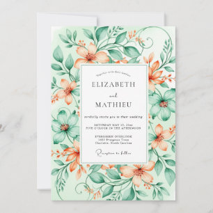 Invitation Mariage printanier délicat aux pêches
