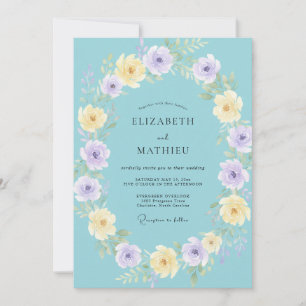 Invitation Mariage printanier délicat bleu ciel