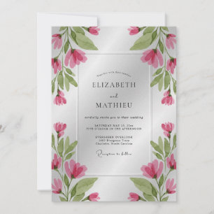 Invitation Mariage printanier délicat magenta