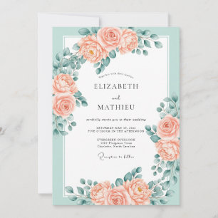 Invitation Mariage printanier éblouissant vert menthe