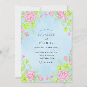 Invitation Mariage printanier en bleu ciel enjoué