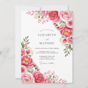 Invitation Mariage printanier exquis fuchsia