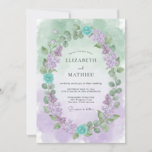 Invitation Mariage printanier fantaisiste aux teintes lavande