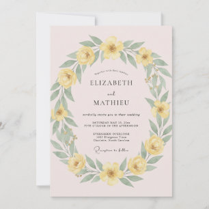 Invitation Mariage printanier fantaisiste jaune