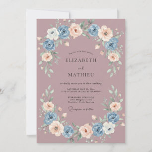 Invitation Mariage printanier fantaisiste mauve