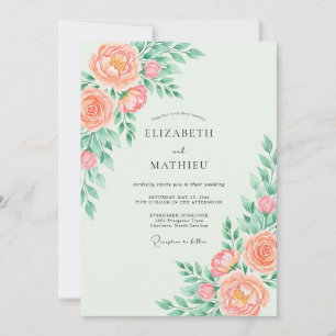 Invitation Mariage printanier fantaisiste pêche