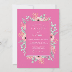Invitation Mariage printanier fuchsia enjoué