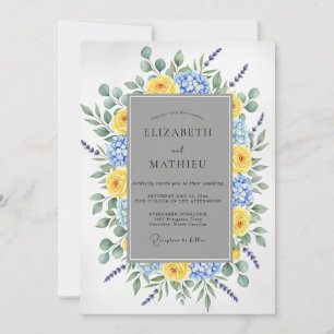 Invitation Mariage Printanier Glorieux Jaune Bleu