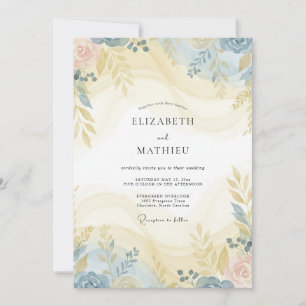 Invitation Mariage printanier harmonieux bleu pâle