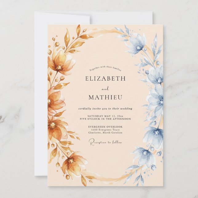 Invitation Mariage Printanier Lumineux en Terracotta (Devant)