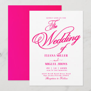 Invitation Mariage printanier moderne chaud rose aquarelle co