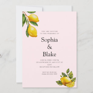 Invitation Mariage Printanier Moderne sur le Thème Citron Ros
