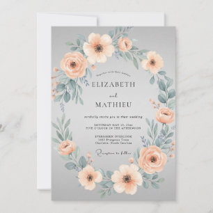 Invitation Mariage printanier paisible gris tourterelle