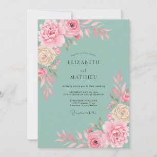 Invitation Mariage printanier raffiné Seafoam