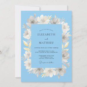 Invitation Mariage printanier rafraîchissant bleu azur