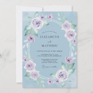 Invitation Mariage printanier séduisant bleu ciel