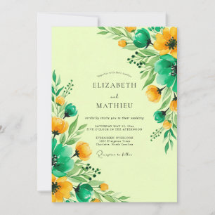Invitation Mariage Printanier Teal Vivid
