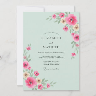 Invitation Mariage printanier vert menthe plein de vie