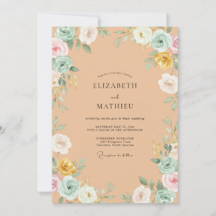 Invitation Mariage printanier vibrant Abricot