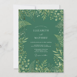 Invitation Mariage Profond Émeraude Verdoyant