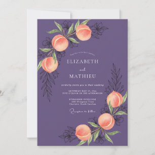 Invitation Mariage Prune Abricot Fruit Eucalyptus