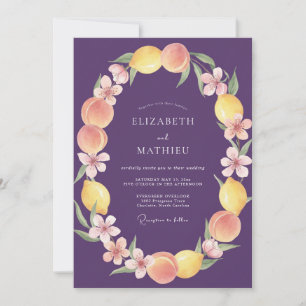 Invitation Mariage Prune Citron Pêche Eucalyptus