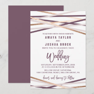 Invitation Mariage Purple Blush et Rose Gold Streamers