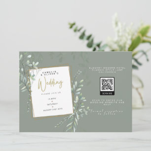 Invitation Mariage QR Code QR moderne Sage Greenery RSVP
