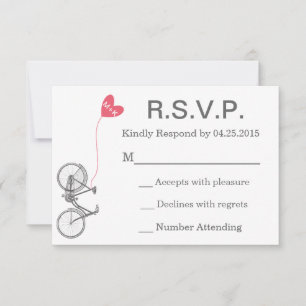 Invitation Mariage R.S.V.P. Inviter vélo et coeur