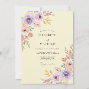 Invitation Mariage Radieux de Printemps Jaune Pâle