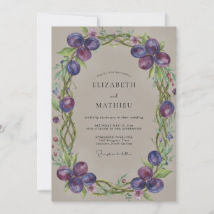 Invitation Mariage Raisin Vigne Prune