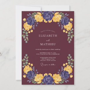 Invitation Mariage Ranunculus Eucalyptus Jaune Vin