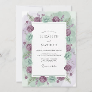 Invitation Mariage Ranunculus Eucalyptus Mauve Céladon